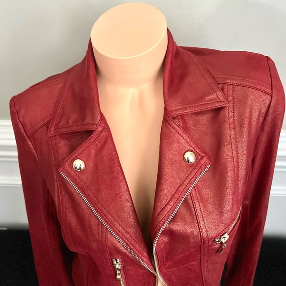 NWOT | Women’s✨Insight New York✨Liquid Cherry Metallic Moto Jacket - Picture 13 of 16